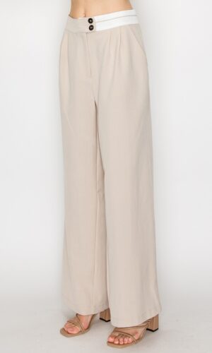 Pantalón con cintura de contraste tejido