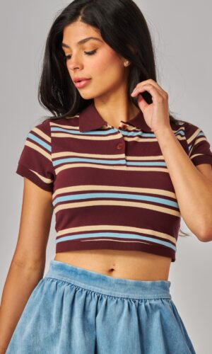 Polo De Punto De Algodón A Rayas Con Cuello