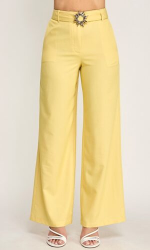 Pantalones de chambray con hebilla de sol