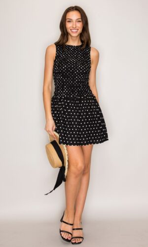 vestido polka dots fruncido