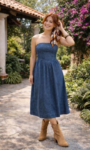 Vestido Tubo Denim Línea Princesa