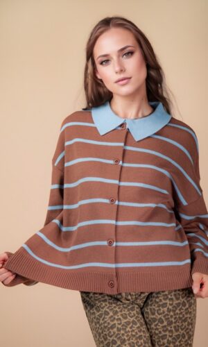 Suéter Casual Grande a Rayas con Botones