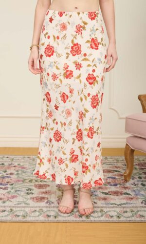Falda midi con estampado floral y ajuste sin cierre