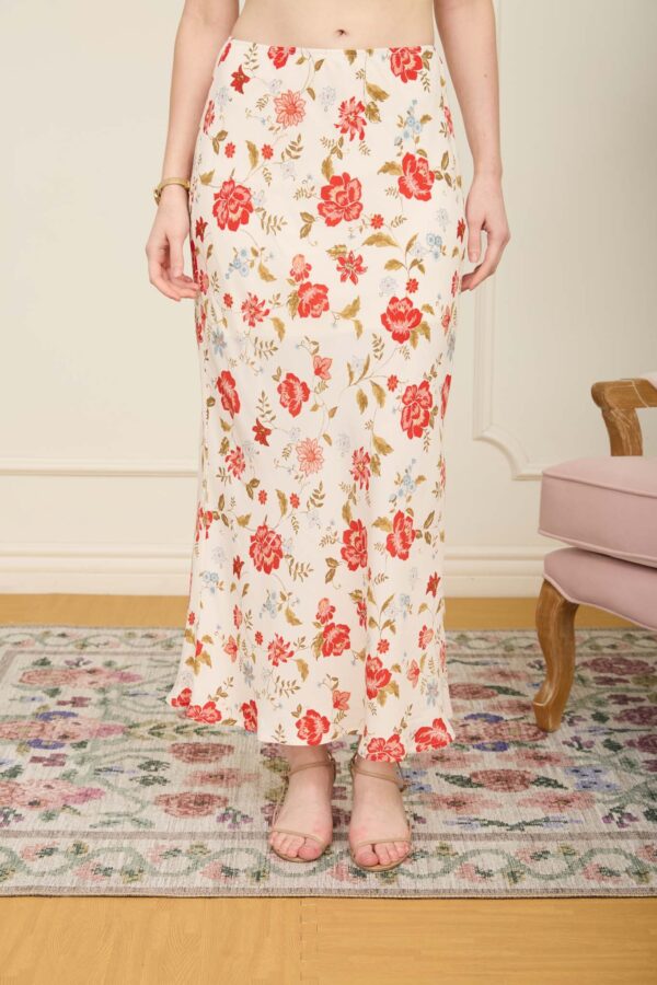 Falda midi con estampado floral y ajuste sin cierre