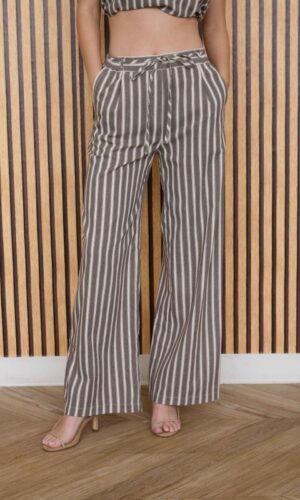 Pantalón lino rayas