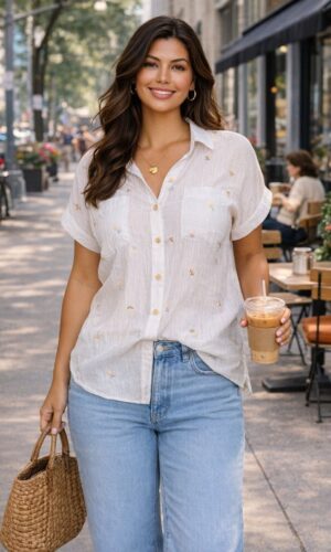 Blusa rayas bordada