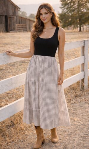 Vestido falda cuadros