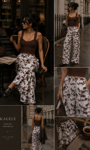 Conjunto de Pantalones Anchos Estampados