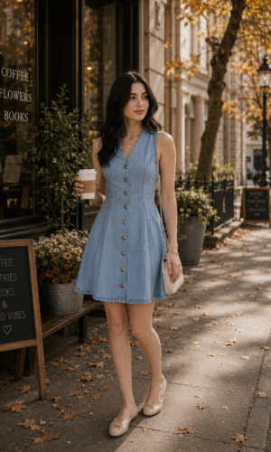Vestido Mini Sin Mangas De Mezclilla