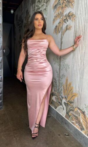 Vestido satin rosa