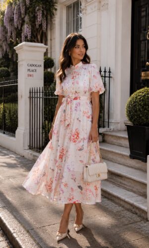 Vestido floral manga corta