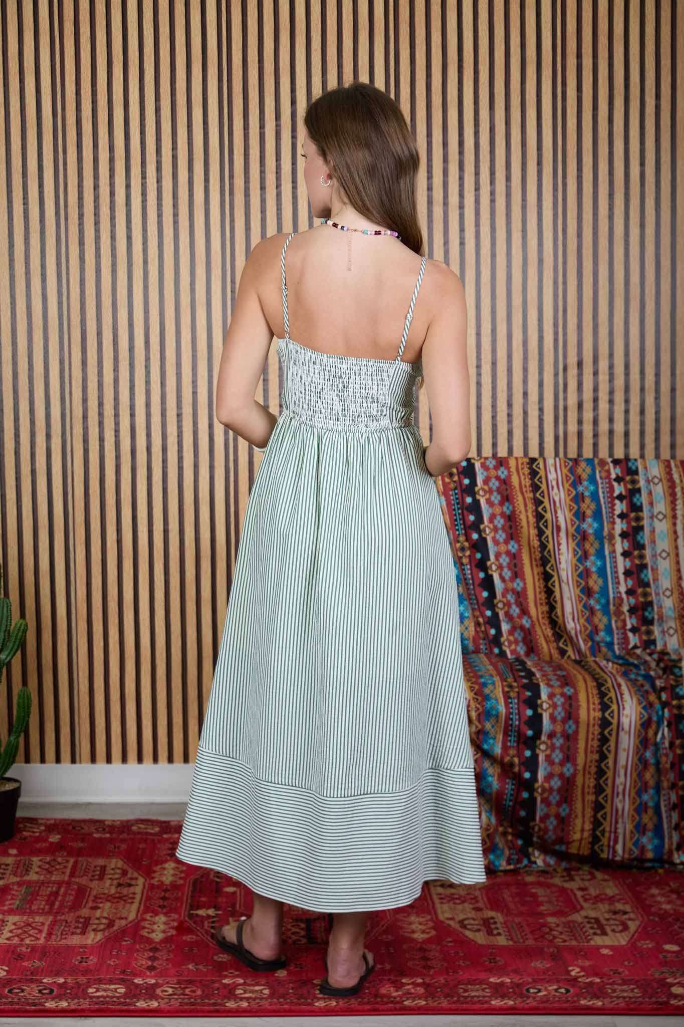 Vestido Midi Cruzado De Tiras Con Rayas - Imagen 2