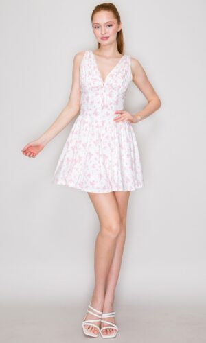 Vestido corto con corset estampado (tejido)