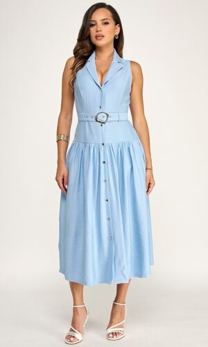 Vestido midi con cinturón