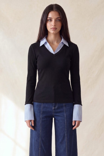 Blusa Tejida con Contraste